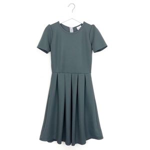 LuLaRoe Amelia Dress Solid Gray Green Blue S